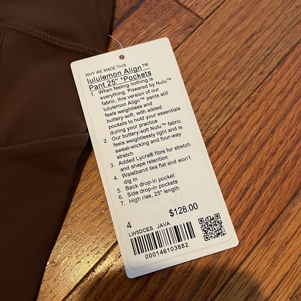 Nwt lululemon align leggings 25” with pockets Java - Picture 12 of 12